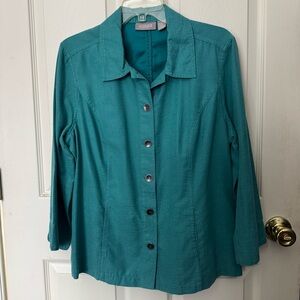 Chico’s Turquoise Button Down Top Size 2